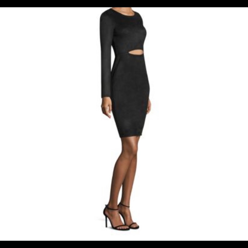 BCBGMAXAZRIA Whitley faux-suede cutout dress.